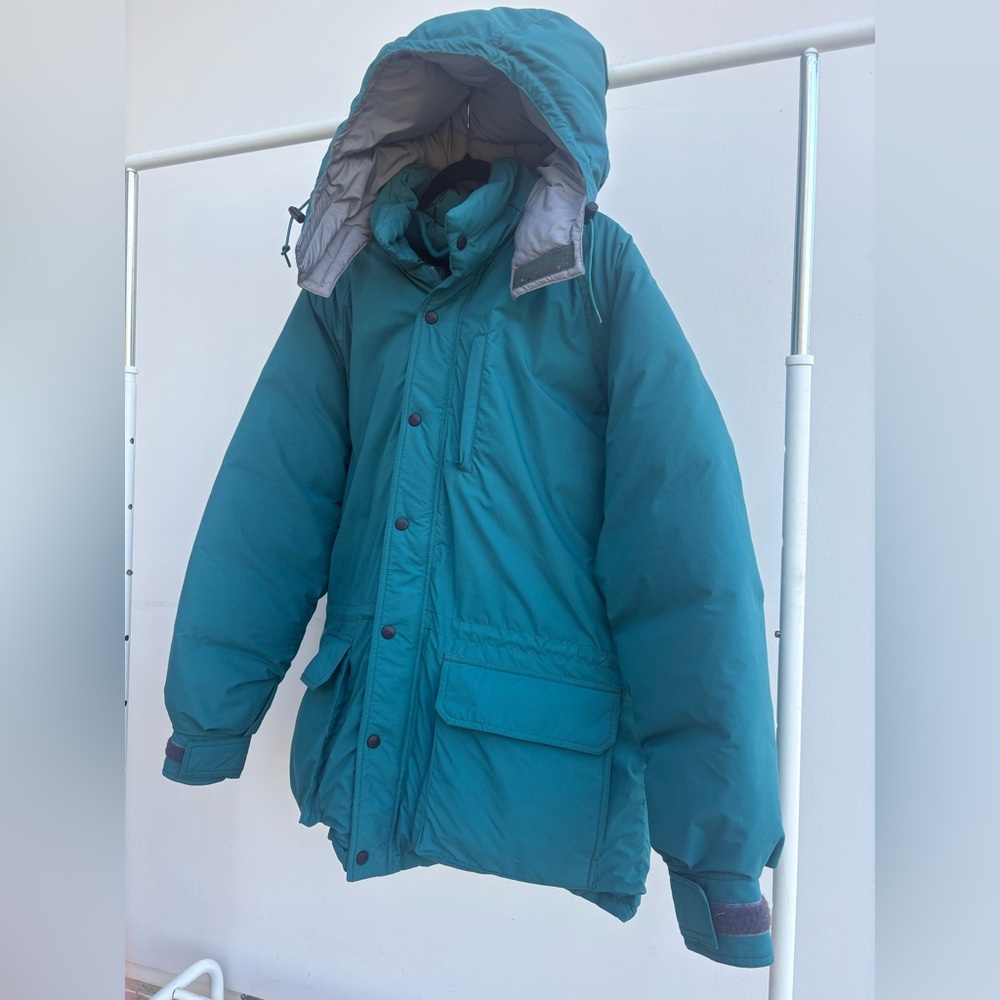 Vintage REI 90s Men’s Large Goose Down Filled Removable Hood Zip Puffer Jacket